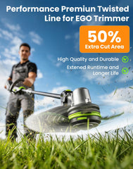 Eventronic line loaded into trimmer head showing easy compatibility benefit