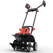 EWORK front view of tiller showing body and tines for efficient soil prep