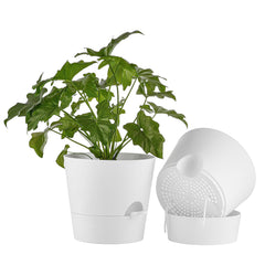 FaithLand front view of 10 inch planter showing minimalist white finish and shape benefit: clean décor