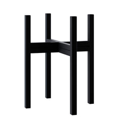 FaithLand front view of black metal plant stand showing clean mid-century silhouette and stability