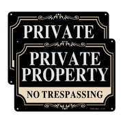 Faittoo front view of two signs showing clear private property message and elegant colors