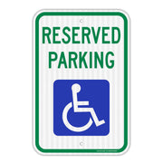 Faittoo front view reserved parking sign showing clear wheelchair symbol and benefit of instant identification