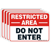 Faittoo front view of restricted area sign showing clear visible message and deterrent benefit