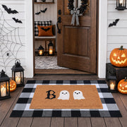 Fallovea Boo ghost coir welcome mat front view showing festive design and curb appeal
