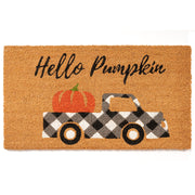 Fallovea front view of pumpkin coir doormat shows welcoming entry benefit