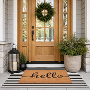 Fallovea front view combo set showing coordinated welcome mat and buffalo rug benefit entrance styling