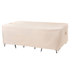 F&J Outdoors front view beige cover showing full table protection