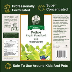 Farmer's Secret label closeup highlighting 6:5:3 ratio and nutrient info