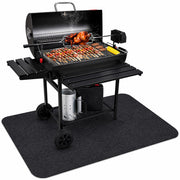Fasmov front view of 30x48 grill mat protecting patio surface