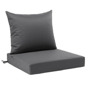Favoyard front view of dark gray cushions highlighting clean style and weather readiness