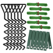 FCENDS spiral stakes front packaging showing kit contents and durability benefit