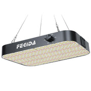 FECiDA front view of grow light showing full-panel design and uniform illumination benefit