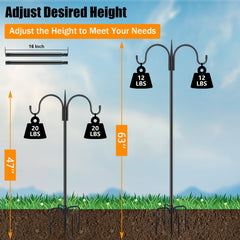 FEED GARDEN five-prong base driven into soil for superior stability in wind and soft ground