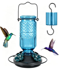 FEED GARDEN blue feeder front view showing full design and hanging hook