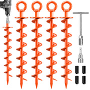 FEED GARDEN front view of 4-pack anchors showing orange finish and kit
