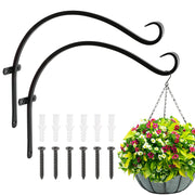 FEED GARDEN front view of the two 18 inch hooks showing durable finish and compact packaging benefit