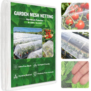 FEED GARDEN front sheet view showing full 8x33ft coverage and easy storage benefit