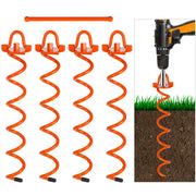 FEED GARDEN front view of four orange anchors showing pack and finish, durable visibility benefit
