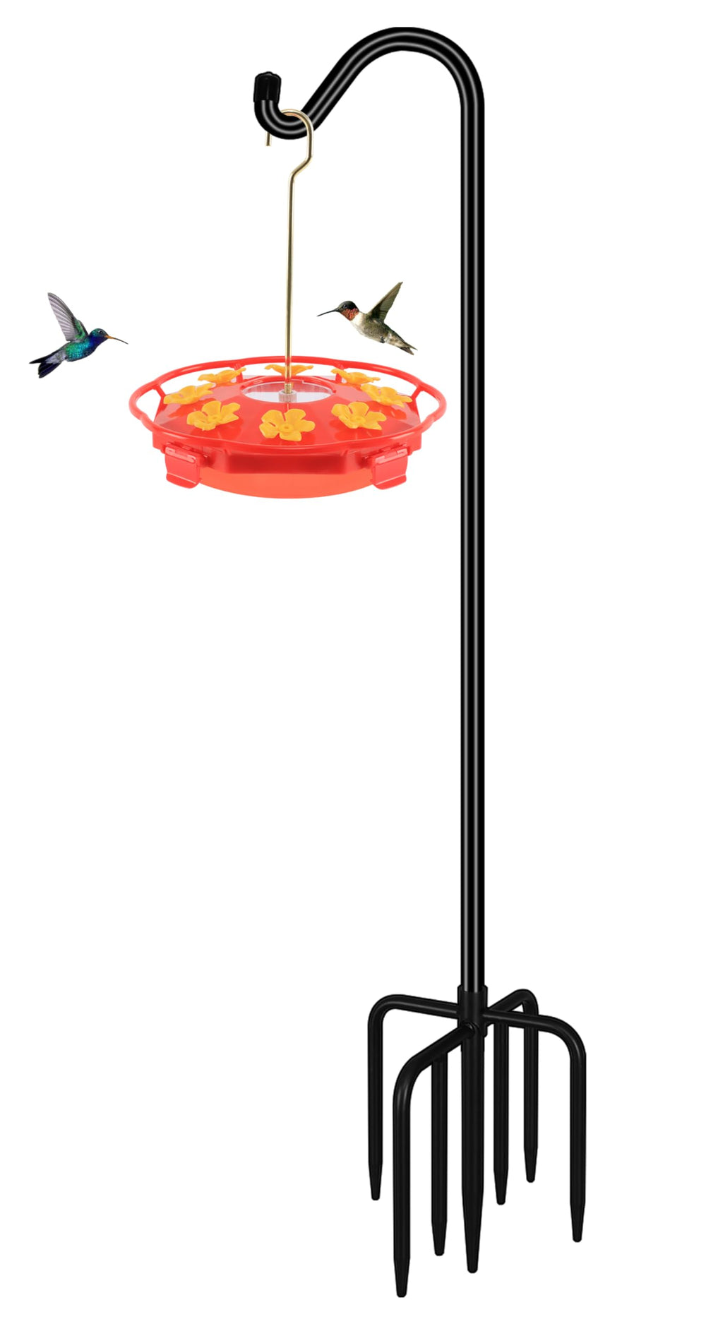 FEED GARDEN front view of assembled pole showing height and finish, offers tall hanging reach