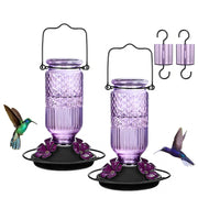 FEED GARDEN front view of purple feeders showing leak-proof design benefit