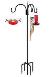 FEED GARDEN full-front view of shepherds hook showing triple hooks and tall profile, sturdiness benefit