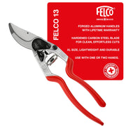 FELCO F-13 front view showing full-length pruner and balanced design for durable cutting