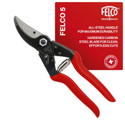 FELCO F5 front view showing robust all-steel construction and tapered head benefit precision