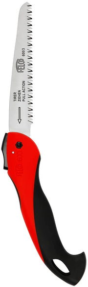 FELCO folding saw front view showing red handle and full profile for quick identification and durability
