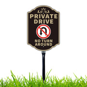 Felexdo front-facing sign showing clear private drive message and deterring turns