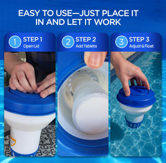 FibroPool adjustable dial detail to control chlorine release precisely
