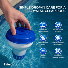 FibroPool twist-lock cap close-up for easy refill and safe handling