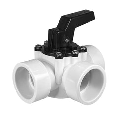 FibroPool front valve view showing three ports and durable body, for reliable flow control