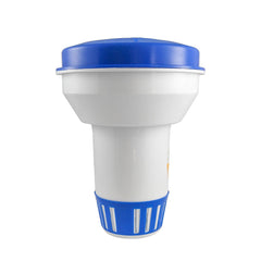 FibroPool front view showing large 12-inch vinyl floater and capacity benefit