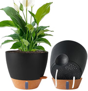 Fielda front view of two 10-inch planters showing sleek design and neat finish