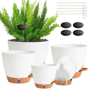 Fielda front view of the coordinated planter set showing style and sizes