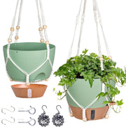 Fielda front view of two hanging planters showing durable design and clean look
