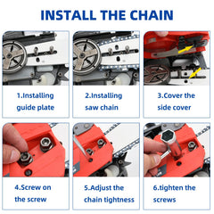 Fifchall chains and bar installed on pole saw trimming a branch safely