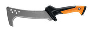 Fiskars front view of billhook saw showing hooked blade and balanced profile for control