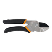 Fiskars front view of anvil pruner showing full tool and benefits of leverage