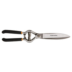 Fiskars front view of grass shears showing compact design and precise cutting