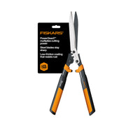 Fiskars front view showing full 23-inch hedge shears for better reach