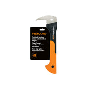 Fiskars Hookaroon front view showing hooked blade and handle for secure lifts