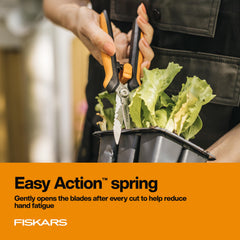 Fiskars integrated wire cutter close-up, preserves blade integrity