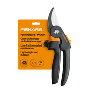 Fiskars front view of PowerGear2 pruner showing compact durable build and easy grip