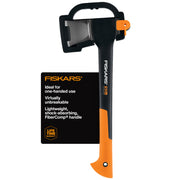 Fiskars X11 front profile showing compact axe head and handle for efficient splitting