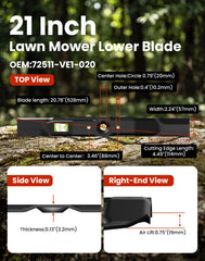 Fismiuta twin blades installed under mower deck demonstrating fit and alignment