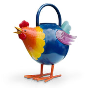 FJDG89FA rooster watering can front view shows colorful design and durable metal