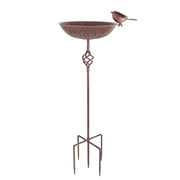FJJYGYP front view of the metal bird bath showing vintage finish and bowl, enhances garden charm