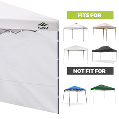 FLAGLY Velcro tabs detail demonstrating secure attachment and quick setup benefit