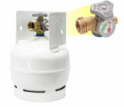 Flame King front view of empty 3 lb propane cylinder showing compact form and portability